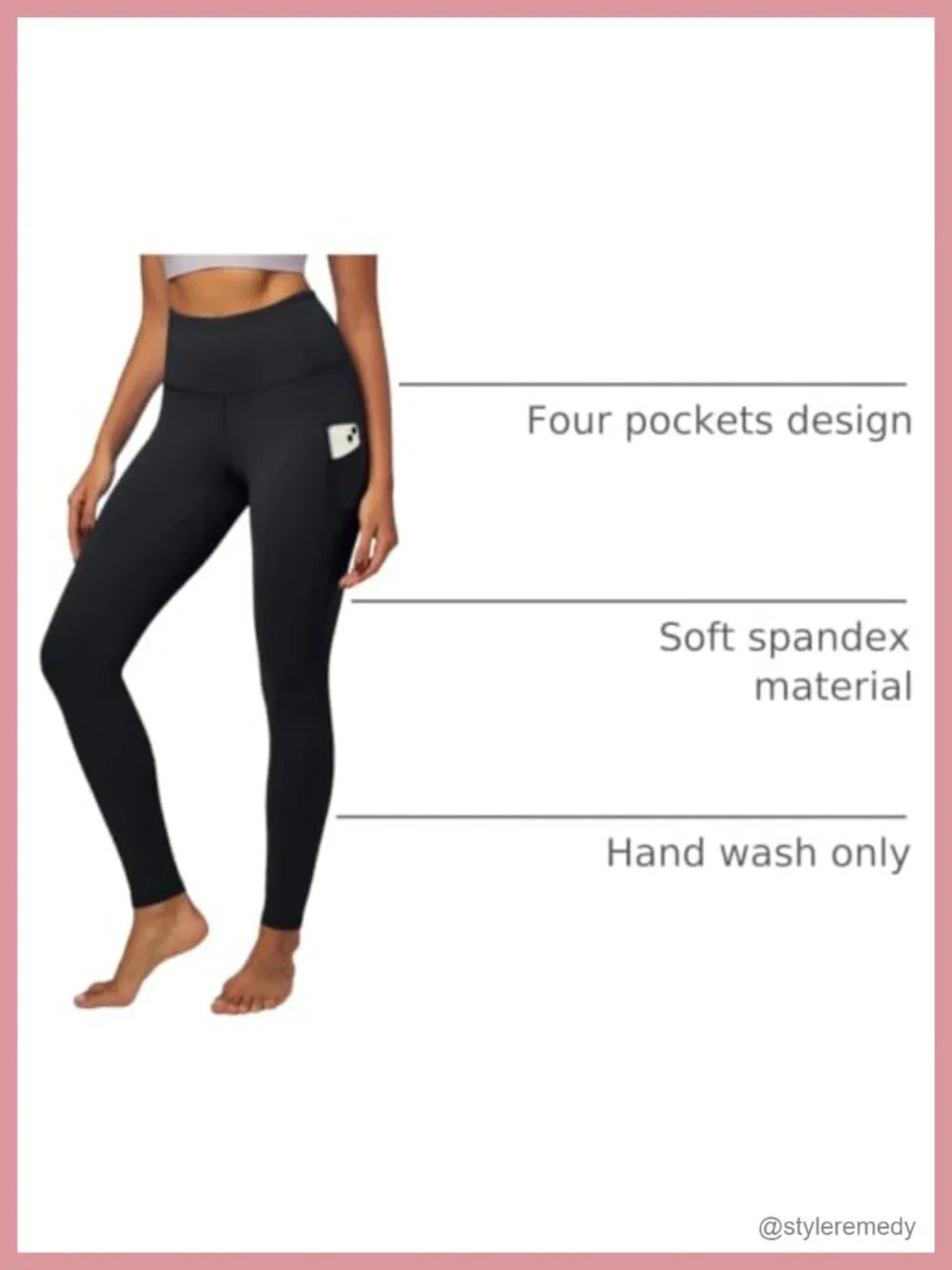 High Waisted Tummy Control Leggings with Pockets Butt Lifting Yoga Pants 4